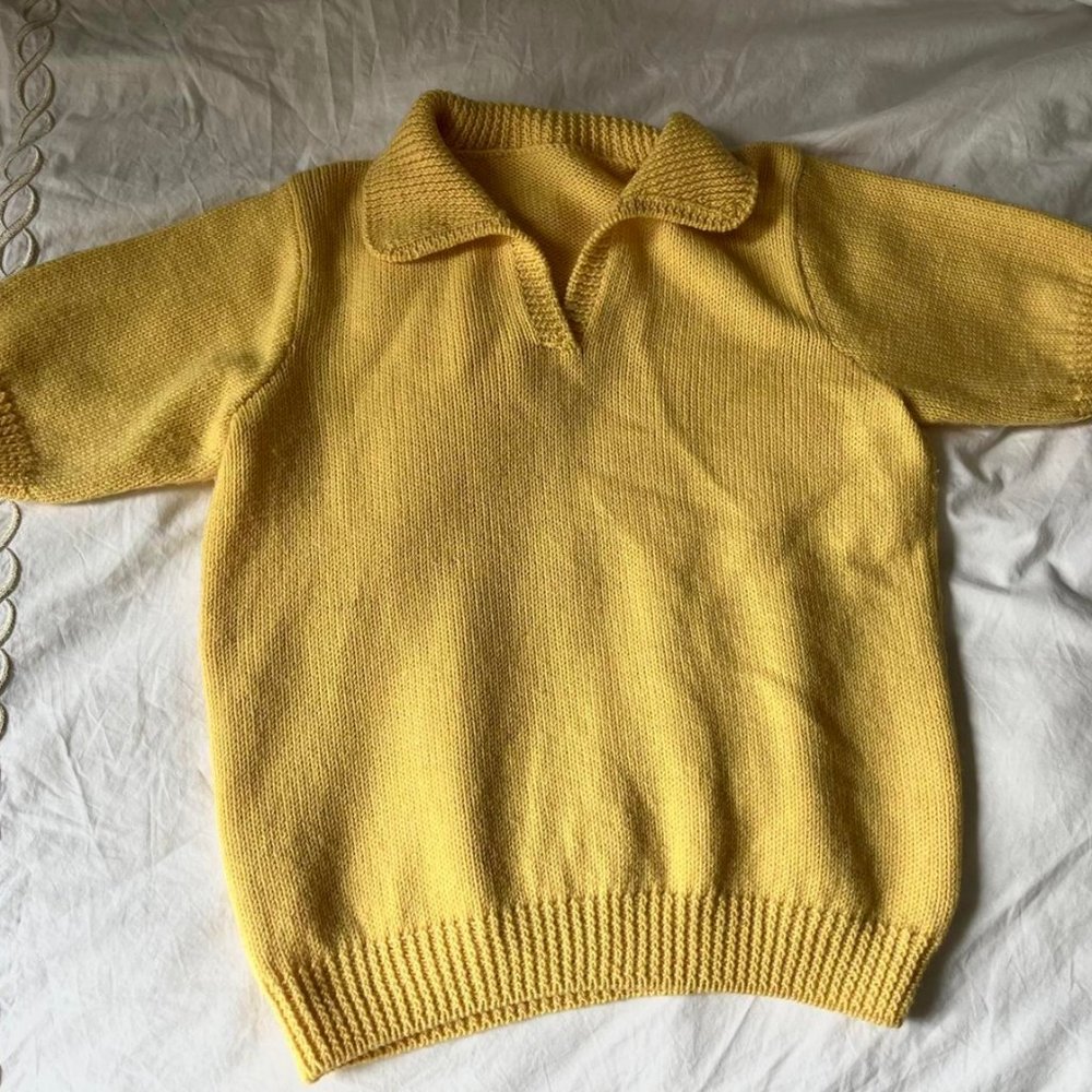 Handmade Knit Short Sleeve Collared Sweater